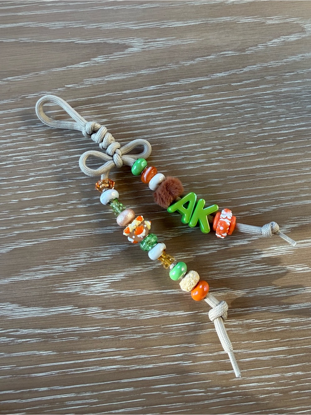 Custom Beaded Name Charm - Green Orange Multicolor bag charm key chain viral